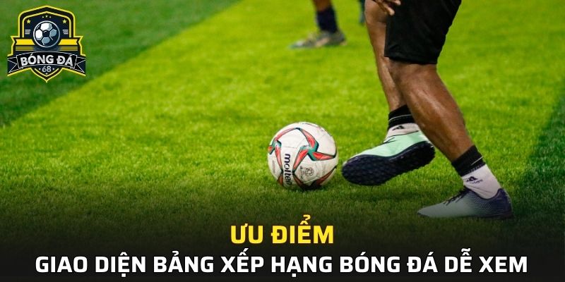 Uu điểm giao diện bảng xếp hạng bóng đá dễ xem